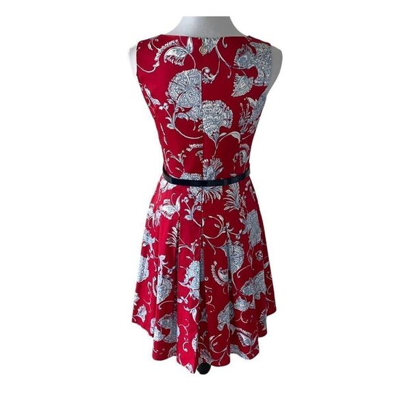 Tommy Hilfiger Belted A-line Dress Scarlett Red and Blue size 6 - Picture 2 of 13